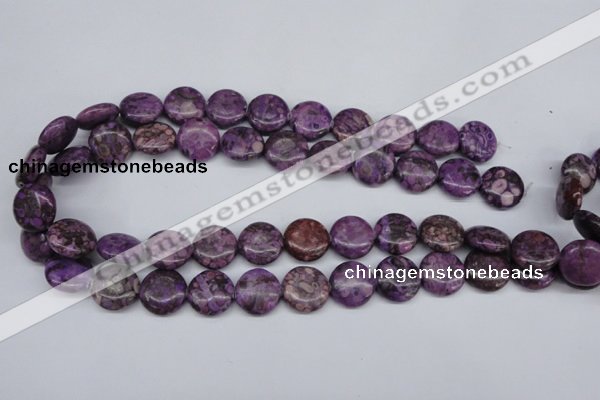 CMB31 15.5 inches 16mm flat round dyed natural medical stone beads