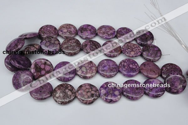 CMB32 15.5 inches 25mm flat round dyed natural medical stone beads