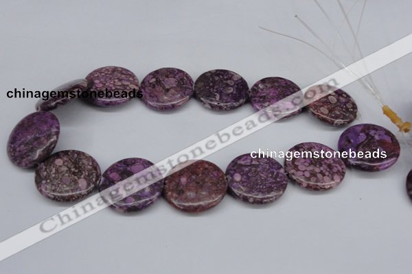 CMB33 15.5 inches 30mm flat round dyed natural medical stone beads