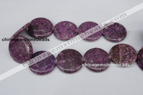 CMB34 15.5 inches 40mm flat round dyed natural medical stone beads