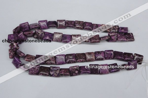 CMB37 15.5 inches 14*14mm square dyed natural medical stone beads