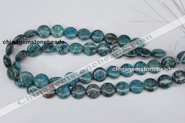 CMB42 15.5 inches 16mm flat round dyed natural medical stone beads