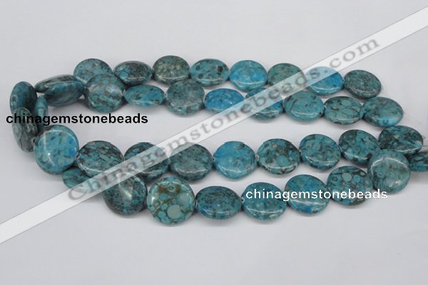 CMB43 15.5 inches 20mm flat round dyed natural medical stone beads