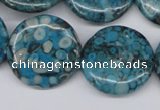 CMB44 15.5 inches 25mm flat round dyed natural medical stone beads