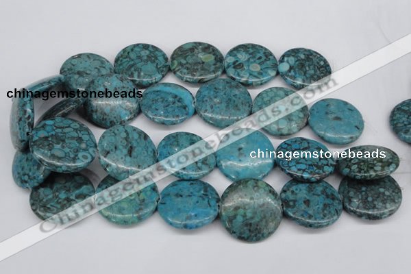 CMB45 15.5 inches 30mm flat round dyed natural medical stone beads