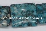 CMB55 15.5 inches 30*30mm square dyed natural medical stone beads