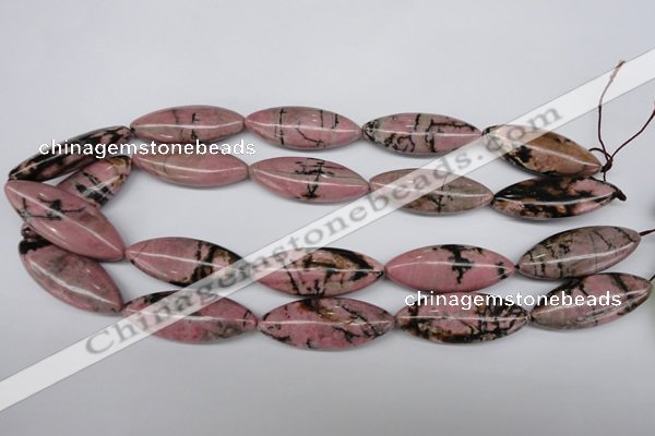 CME08 15.5 inches 15*40mm marquise rhodonite gemstone beads