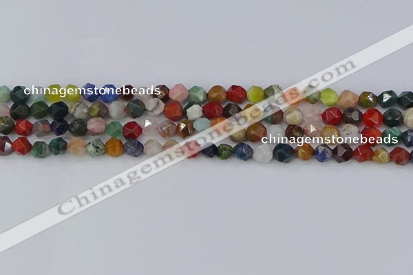 CME106 15.5 inches 6mm faceted nuggets mixed gemstone beads