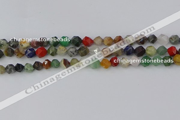 CME107 15.5 inches 8mm faceted nuggets mixed gemstone beads