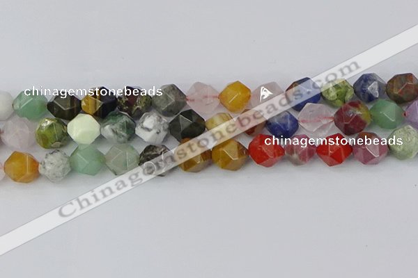 CME109 15.5 inches 12mm faceted nuggets mixed gemstone beads