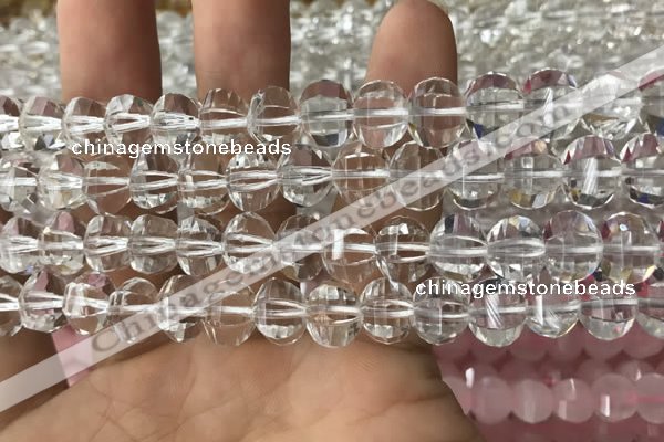 CME200 15.5 inches 7*9mm - 8*10mm pumpkin white crystal beads