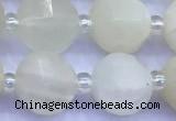 CME357 15 inches 10mm pumpkin white moonstone beads