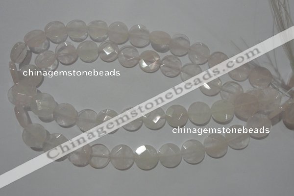 CME50 15.5 inches 15mm faceted coin rose quartz gemstone beads