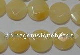 CME51 15.5 inches 15mm faceted coin yellow jade gemstone beads