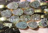 CME512 12 inches 18*28mm - 20*30mm flat teardrop bronze green stone beads