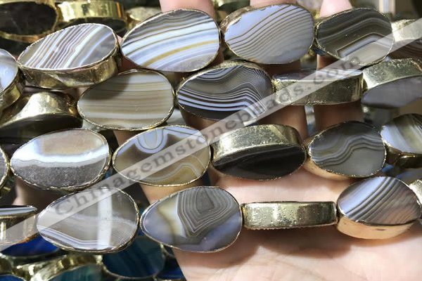 CME526 12 inches 18*28mm - 20*30mm flat teardrop banded agate beads