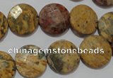 CME54 15.5 inches 15mm faceted coin leopard jasper gemstone beads