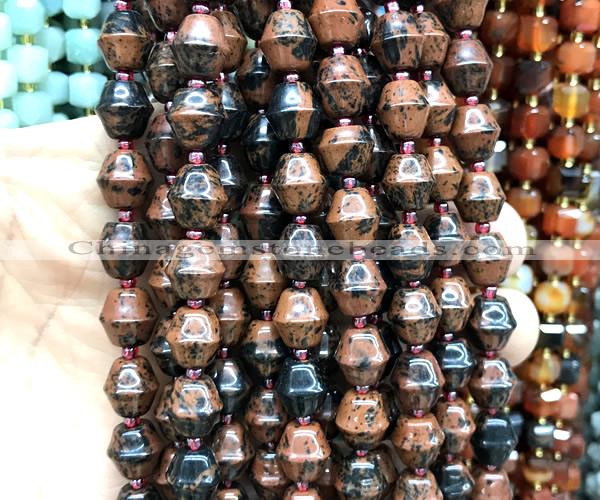 CME632 15 inches 10*11mm bicone blue & brown goldstone beads