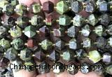 CME864 15 inches 8*10mm faceted bicone dragon blood jasper beads