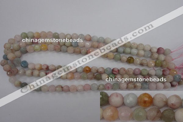 CMG122 15.5 inches 8mm faceted round natural morganite beads