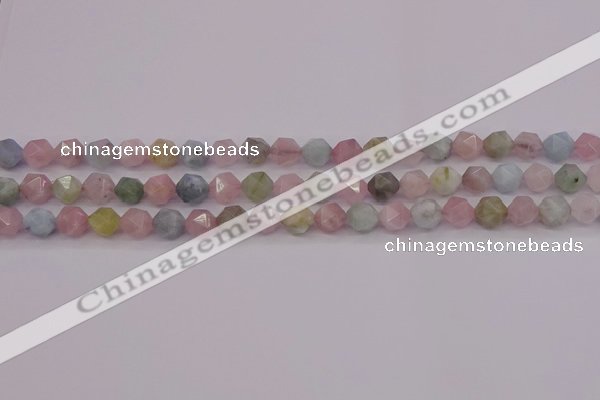 CMG201 15.5 inches 6mm faceted nuggets morganite gemstone beads