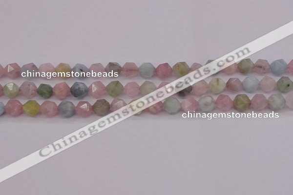 CMG202 15.5 inches 8mm faceted nuggets morganite gemstone beads