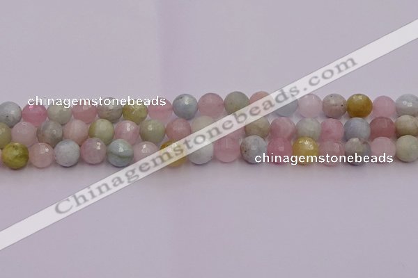 CMG211 15.5 inches 8mm faceted round morganite beads wholesale