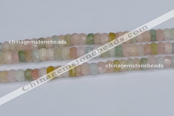 CMG218 15.5 inches 6*11mm faceted rondelle morganite beads