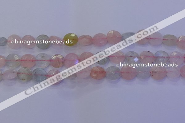 CMG253 15.5 inches 10mm faceted coin morganite beads