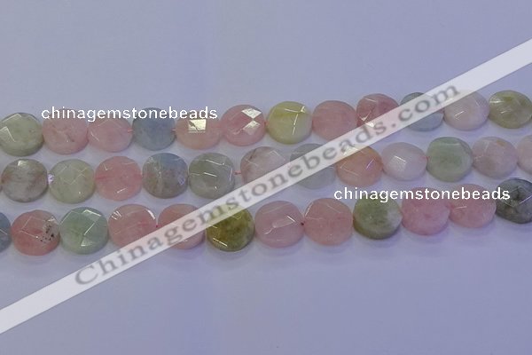 CMG254 15.5 inches 12mm faceted coin morganite beads