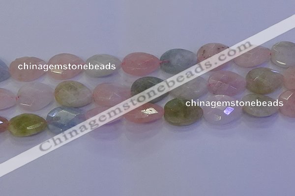 CMG275 15.5 inches 15*20mm faceted flat teardrop morganite beads