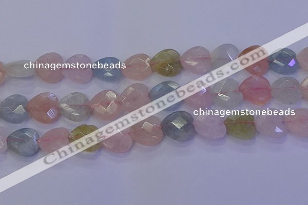 CMG285 15.5 inches 14*14mm faceted heart morganite beads