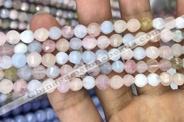 CMG307 15.5 inches 6mm faceted round morganite beads