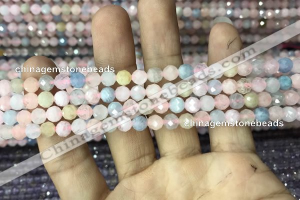 CMG321 15.5 inches 6mm faceted round morganite gemstone beads