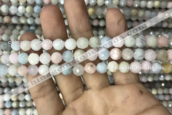 CMG322 15.5 inches 8mm faceted round morganite gemstone beads