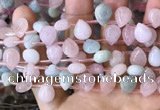 CMG355 Top drilled 9*12mm flat teardrop natural morganite beads