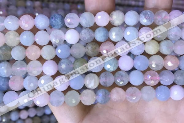 CMG416 15.5 inches 8mm faceted round morganite gemstone beads