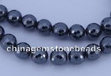 CMH03 16 inches 6mm faceted round magnetic hematite beads