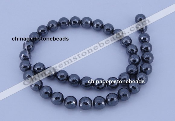 CMH04 16 inches 8mm faceted round magnetic hematite beads