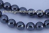 CMH05 16 inches 10mm faceted round magnetic hematite beads