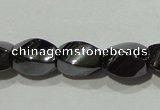 CMH151 15.5 inches 5*8mm twisted rice magnetic hematite beads