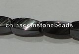 CMH152 15.5 inches 5*11mm twisted rice magnetic hematite beads