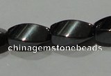 CMH153 15.5 inches 6*12mm twisted rice magnetic hematite beads