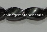 CMH154 15.5 inches 8*14mm twisted rice magnetic hematite beads