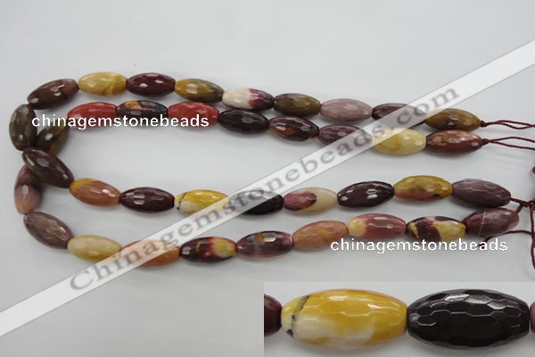 CMK131 15.5 inches 10*20mm faceted rice mookaite beads wholesale