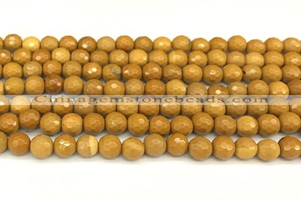 CMK365 15 inches 6mm faceted round yellow mookaite beads