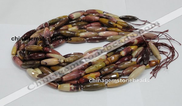 CMK48 15.5 inches 10*30mm faceted rice mookaite beads wholesale