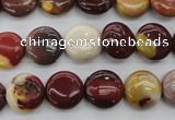 CMK86 15.5 inches 12mm flat round mookaite beads wholesale