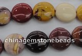 CMK87 15.5 inches 15mm flat round mookaite beads wholesale