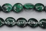 CMN100 15.5 inches 14mm flat round natural malachite beads wholesale